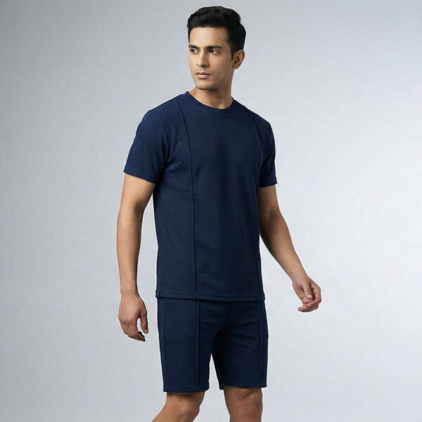 Basic Self Piping Co-Ord Set - Navy