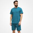 Basic Self Piping Co-Ord Set - Teal Blue