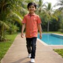 Kids Solid Polo - Carrot
