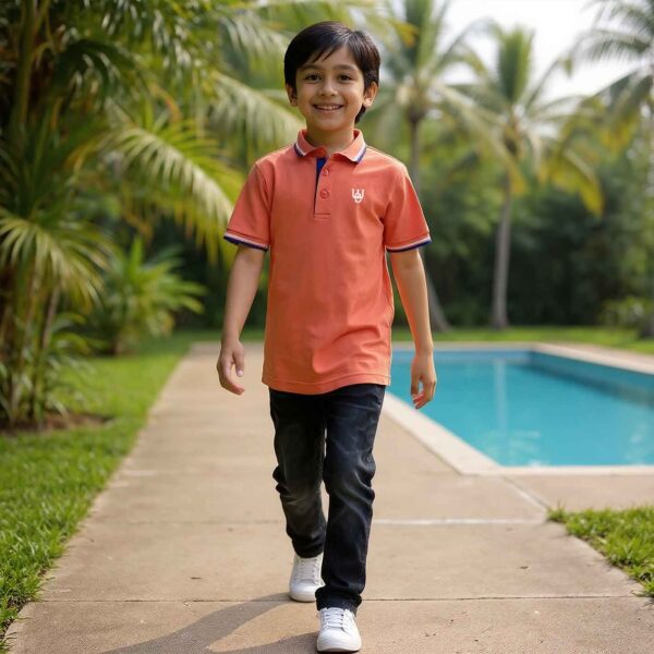 Kids Solid Polo - Carrot
