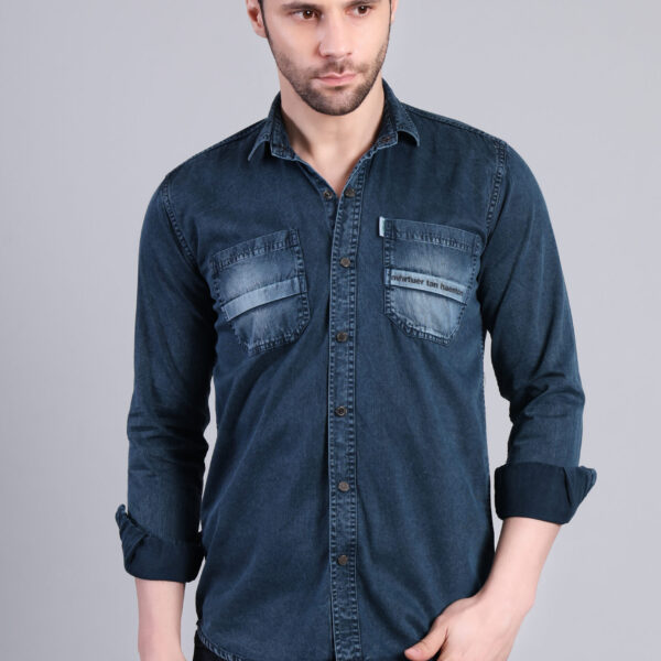 Deep Blue Washed Denim Shirt