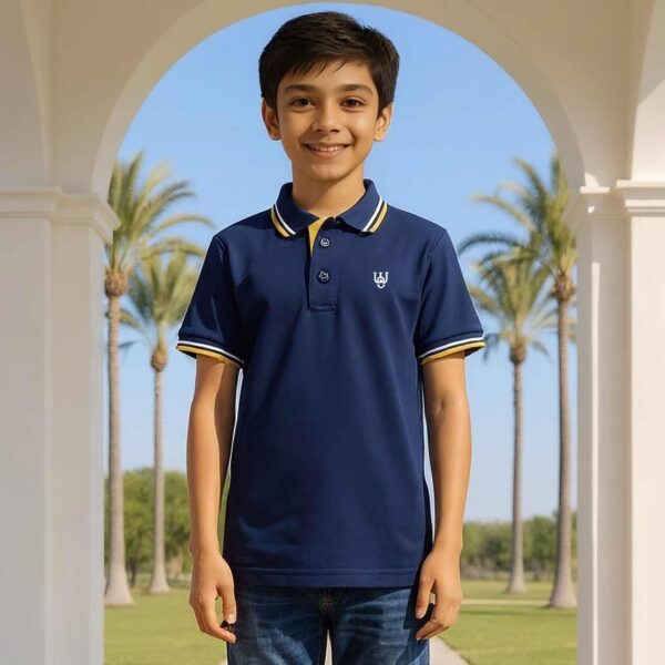 Kids Solid Polo - Navy