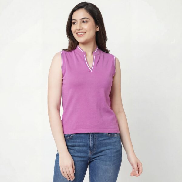 V Placket SL Polo - Lavender