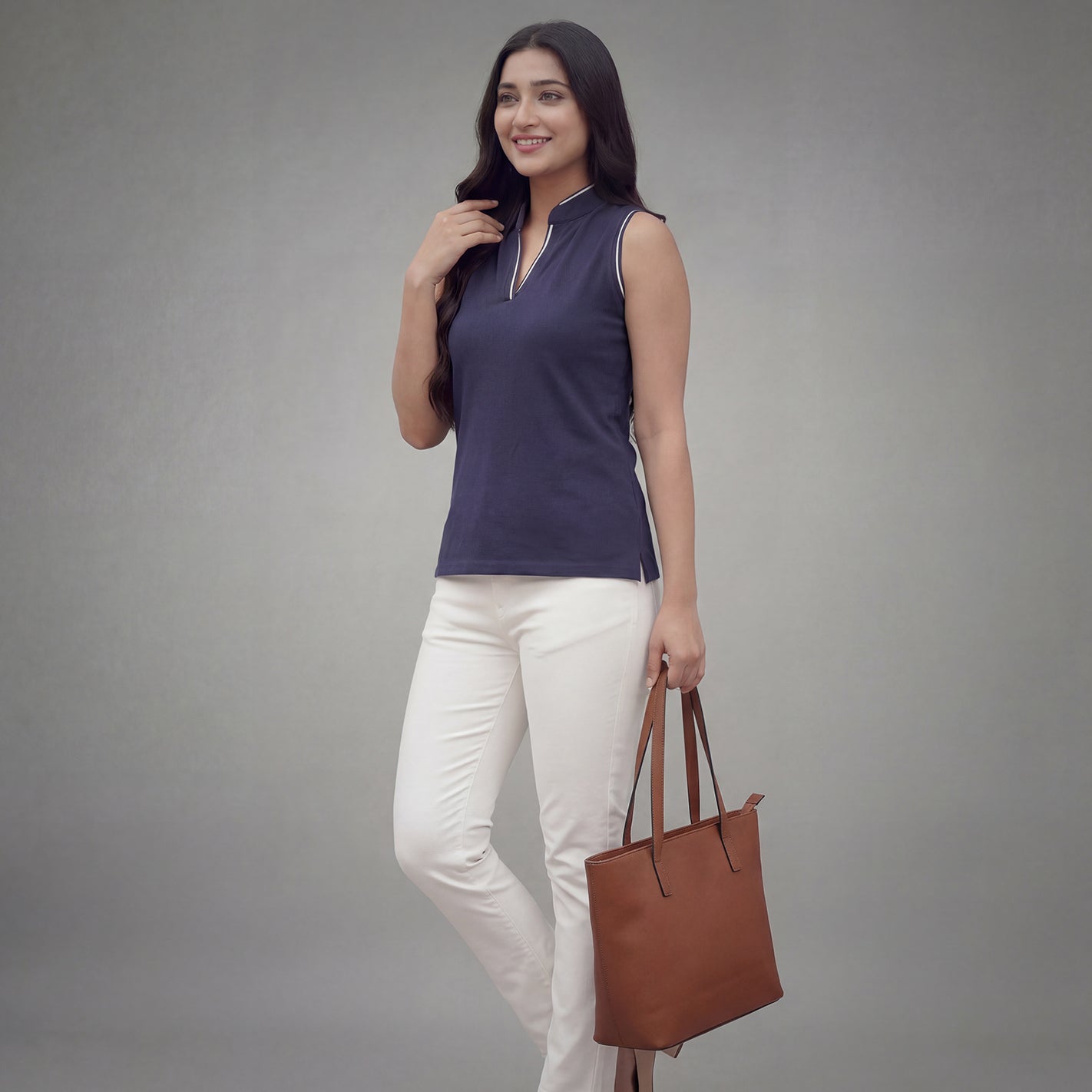 V Placket SL Polo - Navy - Image 6