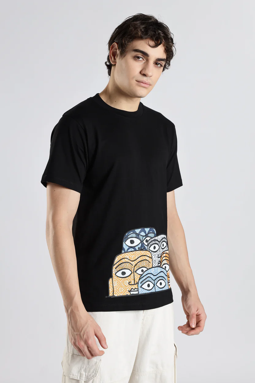 Adivasi Drishti Oversized T-Shirt – Kaal Black - Image 3