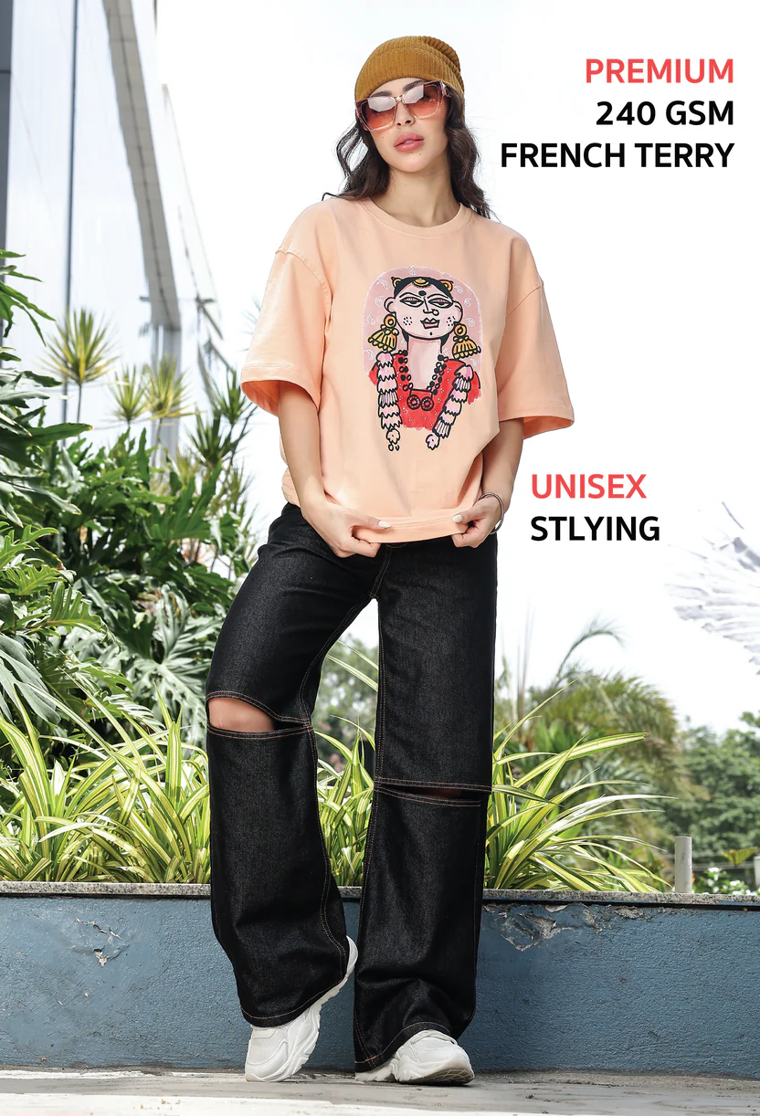 Devi Roop Oversized T-Shirt – Mridul Peach - Image 4