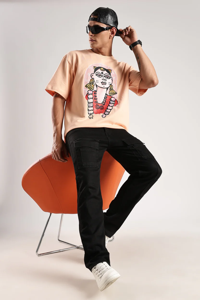 Devi Roop Oversized T-Shirt – Mridul Peach - Image 5