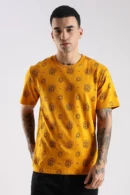 Sun Motif Printed T-Shirt – Mustard Yellow